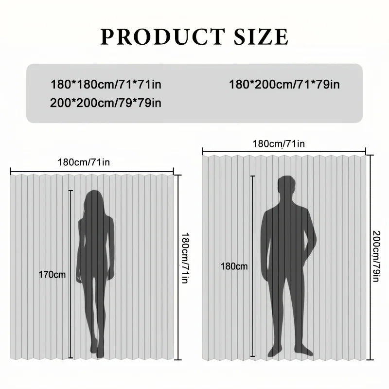 Foldable Magnetic Shower Curtain - Waterproof Bathroom Privacy Divider for Home, Apartment and Dorm