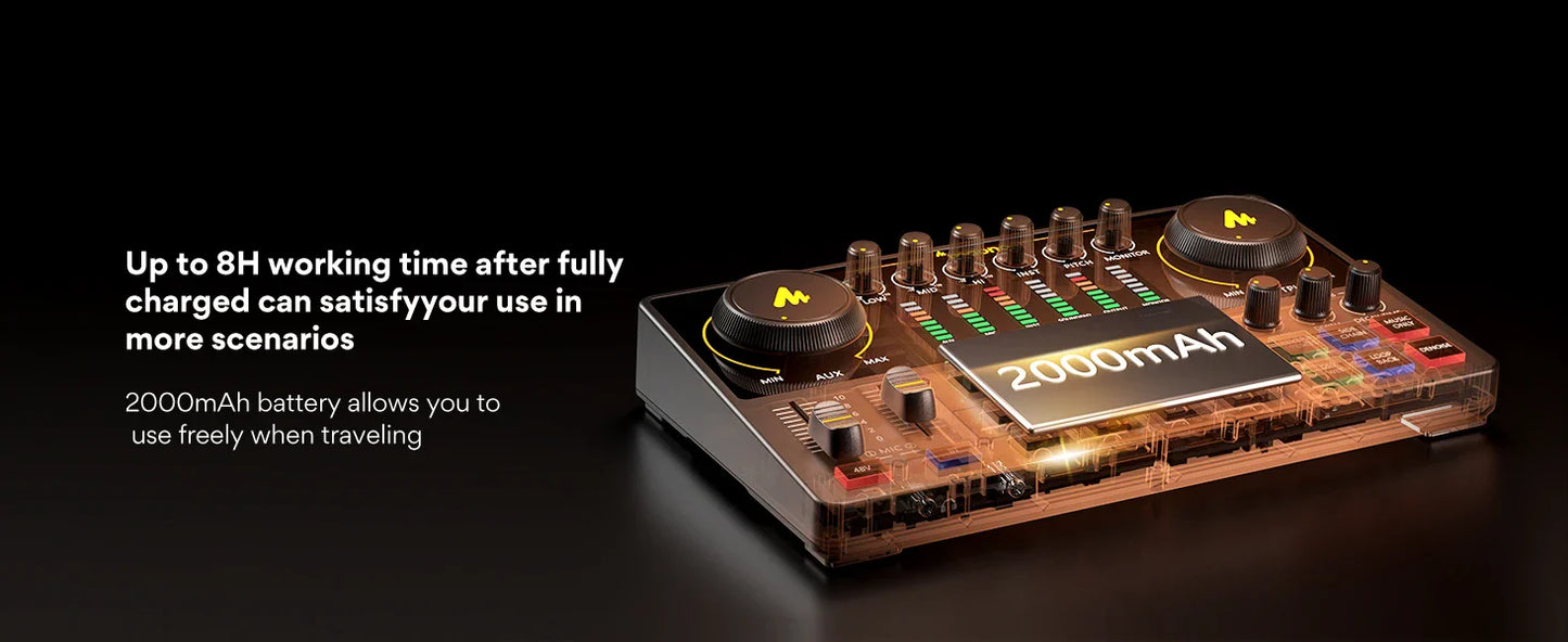 Maono AME2 Portable Audio Interface Sound Card – All-in-One DJ Mixer for Podcast Recording, Live Streaming, YouTube & Guitar PC