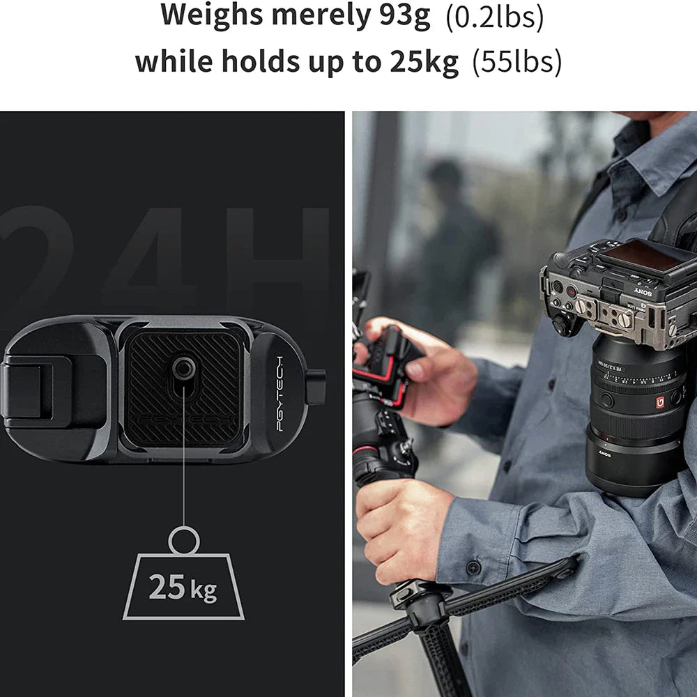 PGYTECH Beetle Camera Clip with Plate — Quick Release System for Sony, Nikon, DSLR & Action Cameras with Backpack Strap Mount
