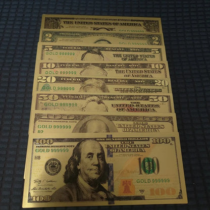 7/8/36Pcs Gold Plated US Dollar Bills – Gold Foil Fake Money for Crafts, Collection & Home Decor