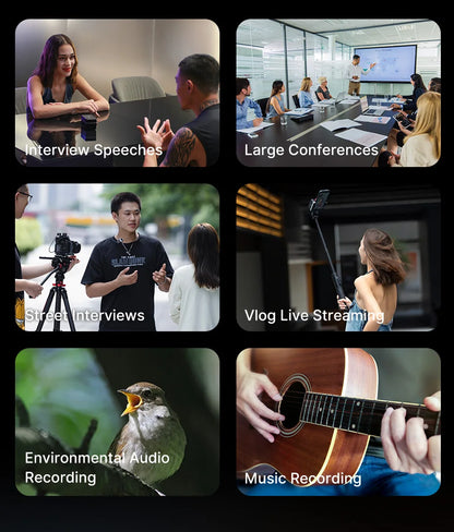 Ulanzi AM18 U-Mic 2.4G Wireless Stereo Microphone – 100m Dual-Channel Recording for DSLR, iOS, Android & PC Live Interviews