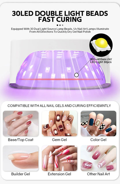 Rechargeable UV LED Nail Lamp Dryer – Smart HD Display for Fast Drying & Curing All Gel Nail Polish