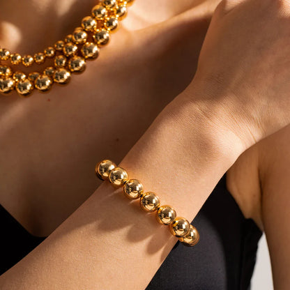 Uworld Stainless Steel Bead Chain Bangle Bracelet – Waterproof Gold Tone Fashion Jewelry for Men & Women, Trendy Statement Design