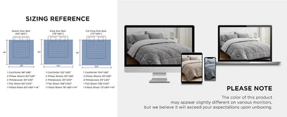 Bedsure Reversible Comforter Set – Queen Bed-in-a-Bag with Sheets & Pillowcases, Twin to King Size