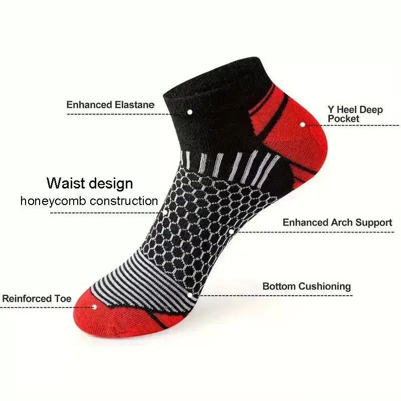 6 Pairs Men's Short Sports Socks – Moisture-Wicking, Breathable, All-Season Athletic Wear
