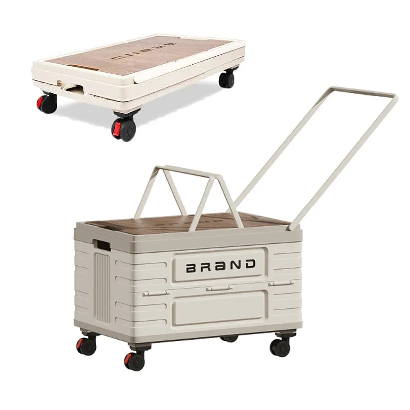 360° Rotating Foldable Storage Cart - Heavy-Duty Mobile Organizer with Silent Wheels for Home & Camping