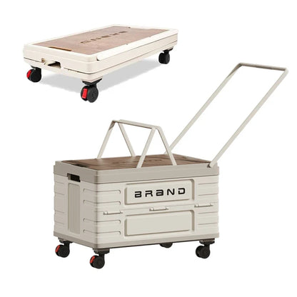 360° Rotating Foldable Storage Cart - Heavy-Duty Mobile Organizer with Silent Wheels for Home & Camping