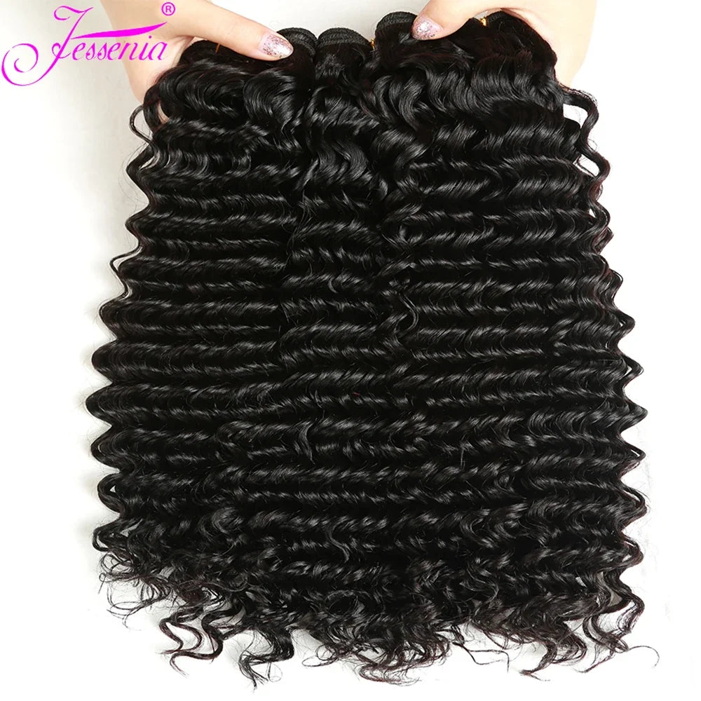 Raw Brazilian Loose Deep Wave Human Hair Bundles - Unprocessed Virgin Hair 4 Bundle Set (8–32 Inch)