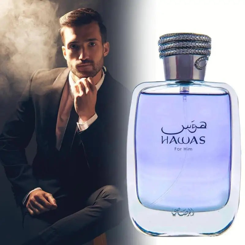 RASASI Hawas Black Eau de Parfum for Men – 3.4 Oz | Long-Lasting Premium Arabian Fragrance
