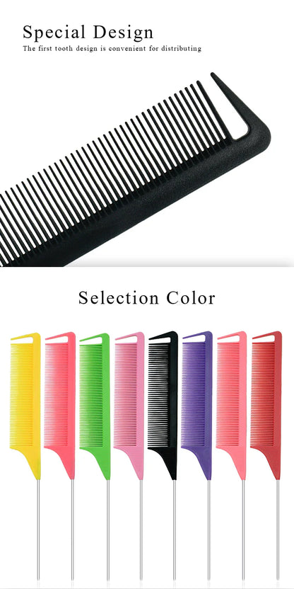 Pro Pointed Tail Comb – Anti-Static Hair Styling Brush, Steel Needle Pin Rat Tail Comb for Salon & Barber Accessories