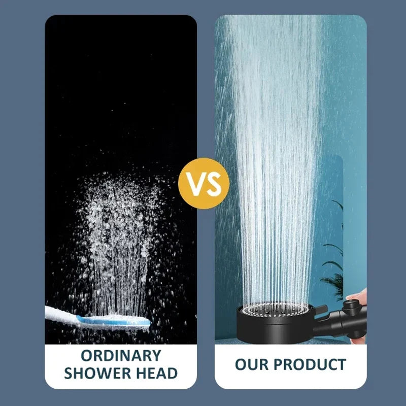 High Pressure Shower Head with Hose – 5 Modes Adjustable, Water-Saving Spray Nozzle with One-Key Stop for Bathroom Accessories