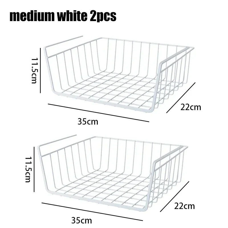 Multipurpose Hanging Closet Storage Basket — Metal Organizer for Kitchen Cabinets, Desks, and Home Use