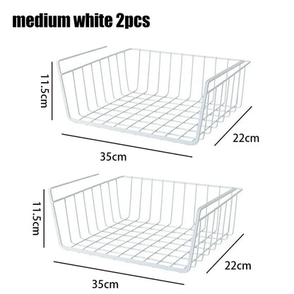 Multipurpose Hanging Closet Storage Basket — Metal Organizer for Kitchen Cabinets, Desks, and Home Use
