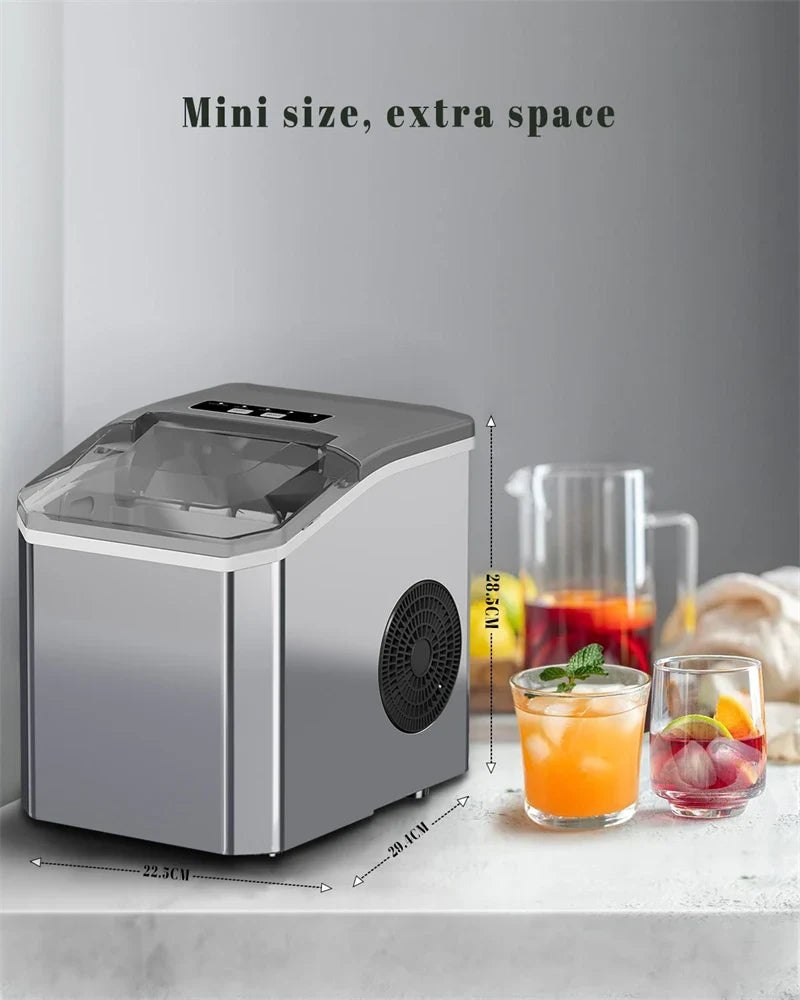 Portable Electric Ice Cube Maker - Automatic Bullet Round Ice Machine, 15kg/24H for Family, Bar, Coffee Shop, Kitchen, Office