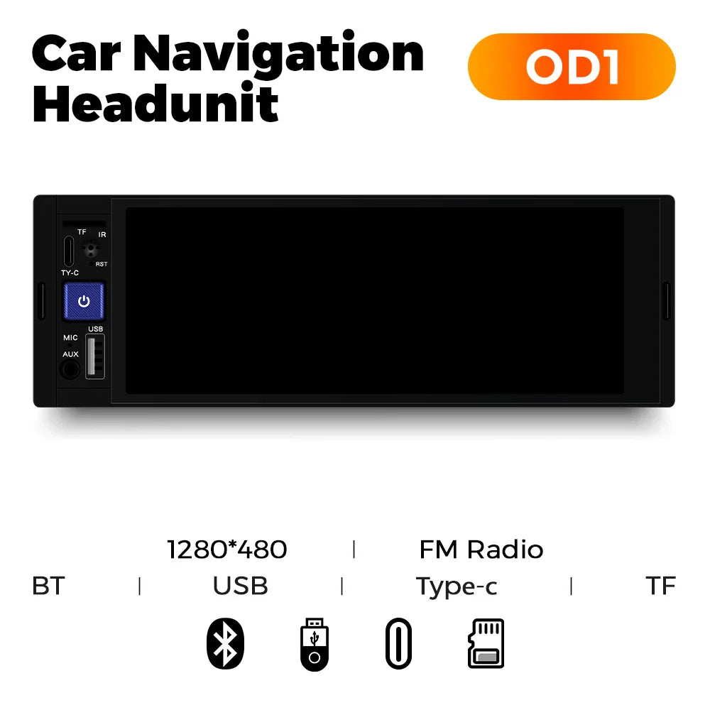 NaviFly 6.86" 1-DIN MP5 Car Stereo — Wireless CarPlay & Android Auto Multimedia Player with BT & FM