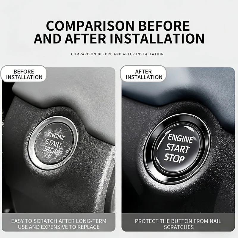 Crystal Clear Car Start Stop Button Sticker - Transparent Protective Cover for Ignition Switch