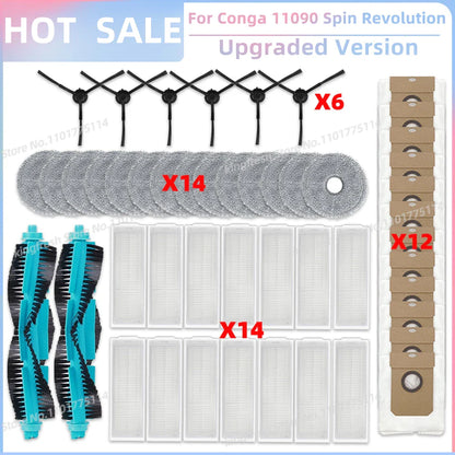 Replacement Parts Kit for Cecotec Conga 11090 / 13090 Spin Revolution Vacuum – Roller, Brushes, HEPA Filter & Mop