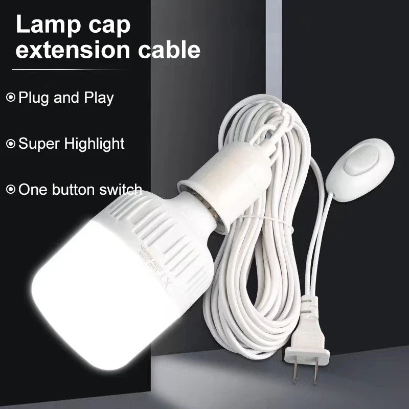 Universal Lamp Base with Switch – LED Bulb Socket Adapter E27, Screw Lamp Holder Accessories, Two Plugs Suspension Tool
