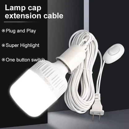 Universal Lamp Base with Switch – LED Bulb Socket Adapter E27, Screw Lamp Holder Accessories, Two Plugs Suspension Tool