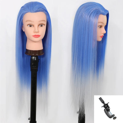 Mannequin Head with Long Synthetic Hair – Hairdresser Training Doll for Braiding & Styling Practice