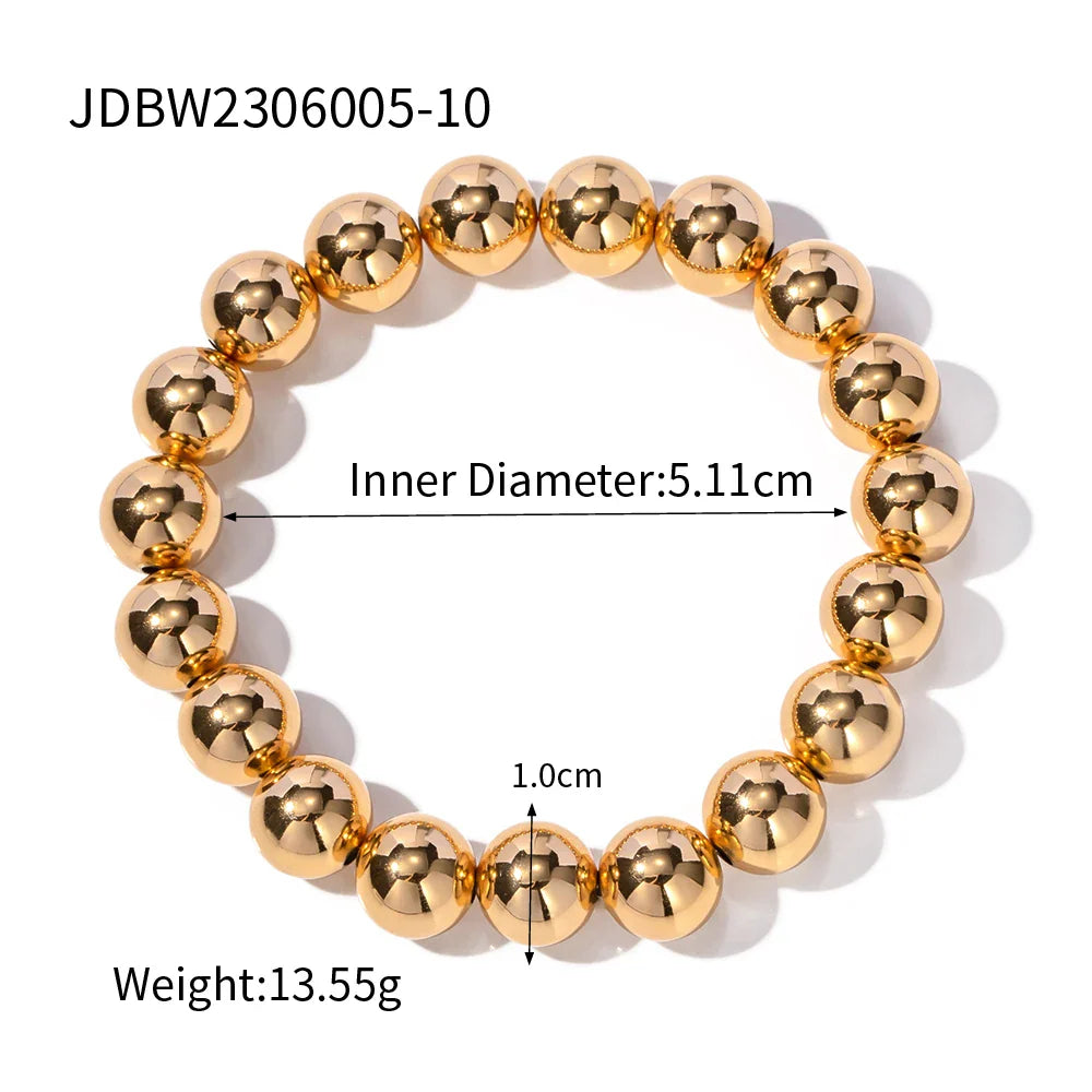 Uworld Stainless Steel Bead Chain Bangle Bracelet – Waterproof Gold Tone Fashion Jewelry for Men & Women, Trendy Statement Design