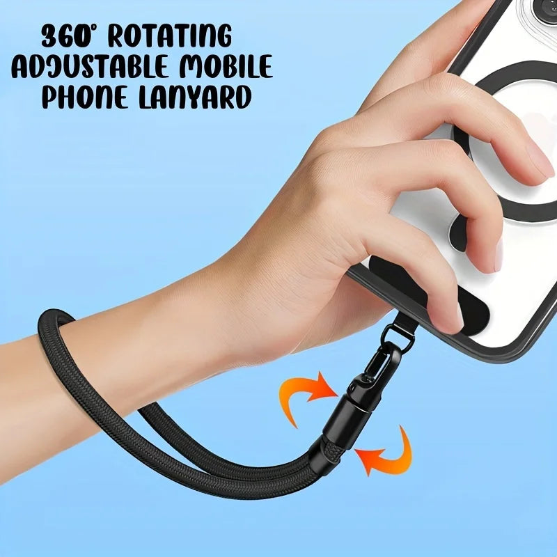 Adjustable Phone Lanyard Strap – Clip Holder for All Phone Cases, 7mm Thick, Wearable as Neck, Shoulder, Crossbody, or Wrist Strap