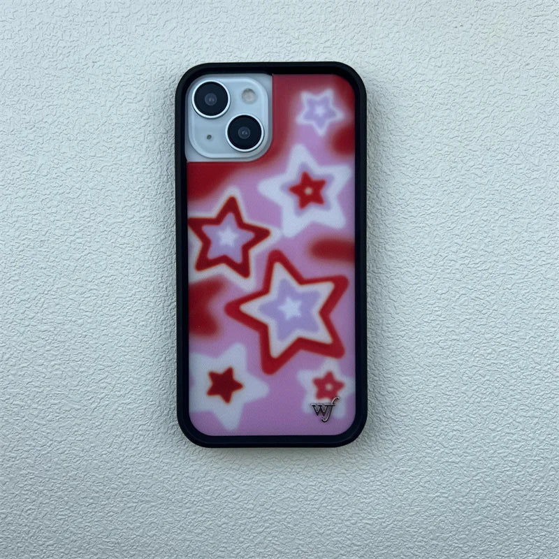 Wildflower Star & Deer iPhone Case – Fashion Strawberry & Polka Dot Cherry Bottom Cover for iPhone 12–16 Pro/Max/Plus