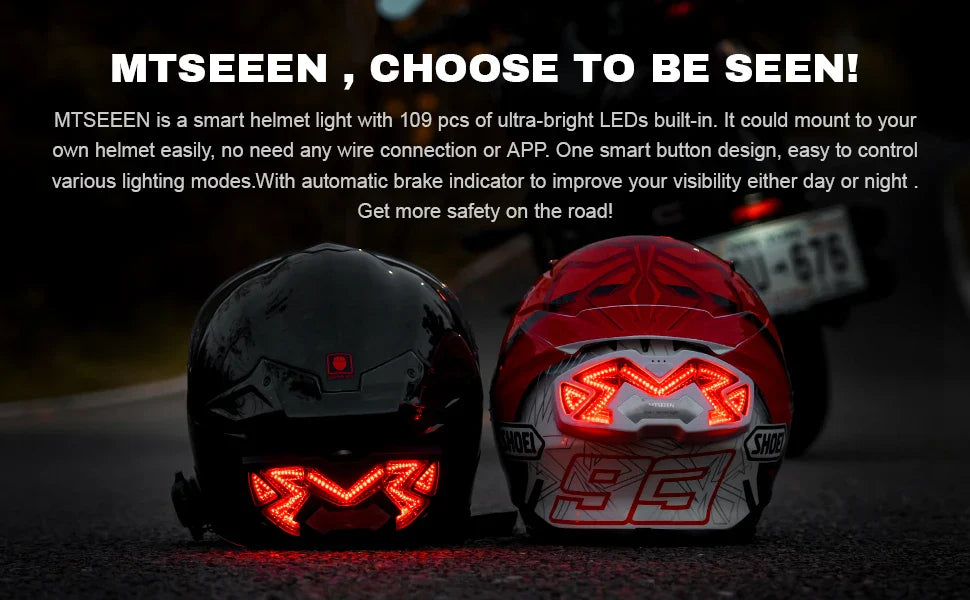 MTSEEEN Helmet Brake Light LED – Super Bright Safety Light with Bike Brake Sensor, Waterproof Design