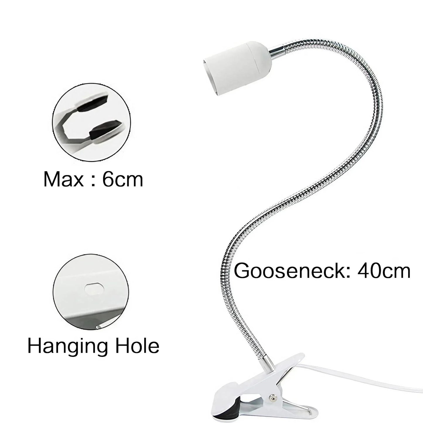 Flexible Desk Lamp Holder: EU US Plug 360 Degree E27 Light Base Socket Gooseneck Clip-on Cable with Power On Switch - Perfect for Home Use