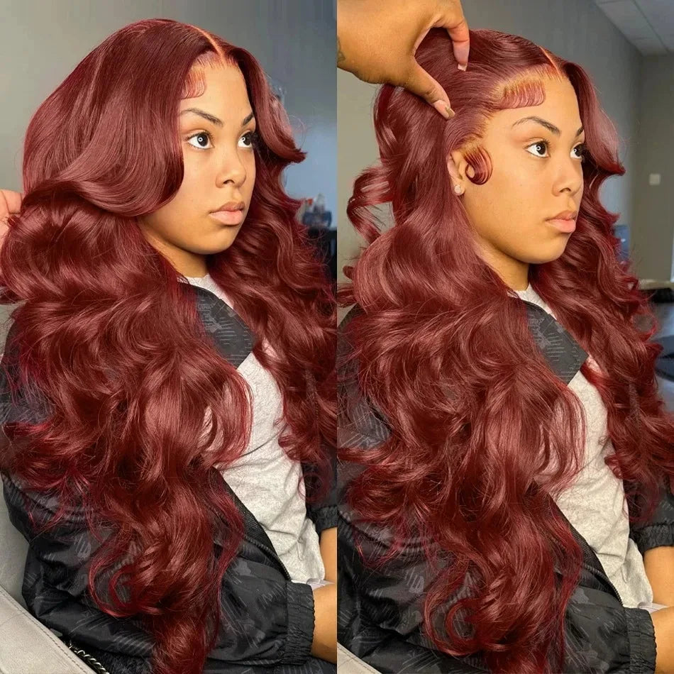 YKB Body Wave Reddish Brown 13x6 Lace Front Wig – Pre-Plucked Auburn Colored HD Lace Frontal, 200% Density Human Hair Wig