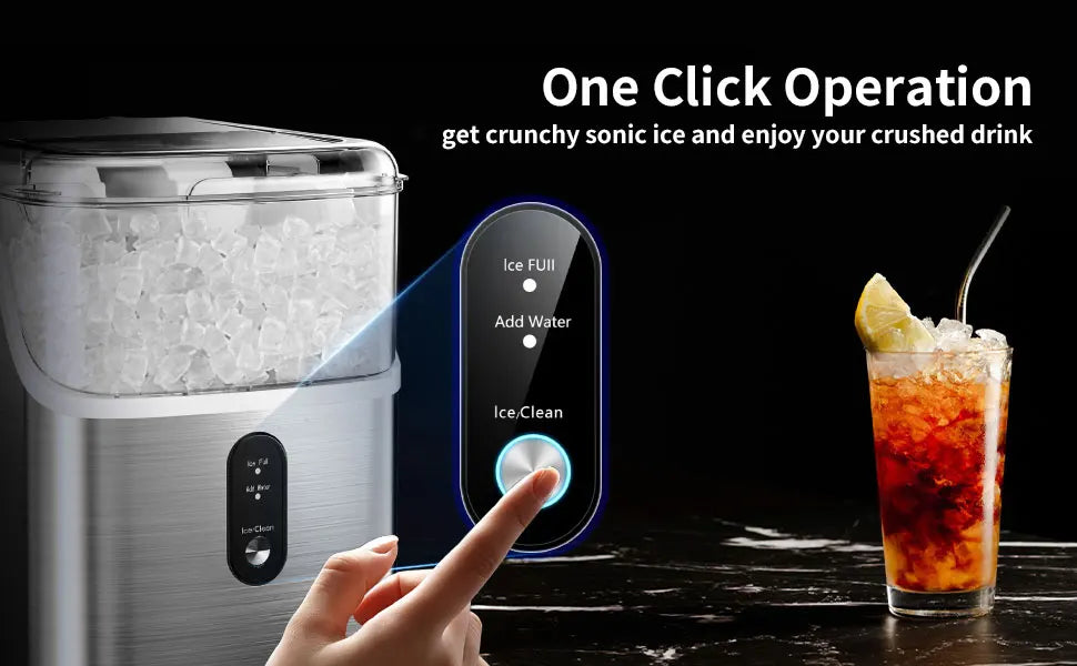 SIMZLIFE Nugget Ice Maker Countertop – 34lbs/Day Portable Ice Machine with Basket, Scoop & Self-Cleaning, Silver