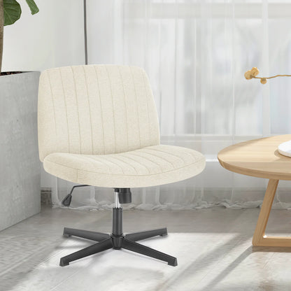 Adjustable Cross Legged Rocking Gaming Chair - Armless Wide Desk Swivel Task Chair for Home Office and Living Room
