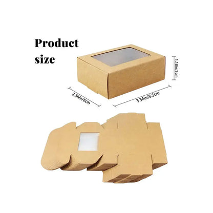 20/30/50PCS Kraft Paper Candy Boxes – Transparent PVC Window Gift Packaging for Soap, Wedding, Christmas, Baby Shower & Chocolate