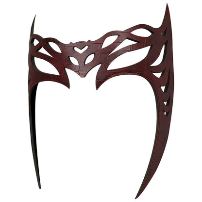 Scarlet Witch Cosplay Headband & Mask — Leather Face Cover for Adult Halloween, Superhero Costume & Party Props