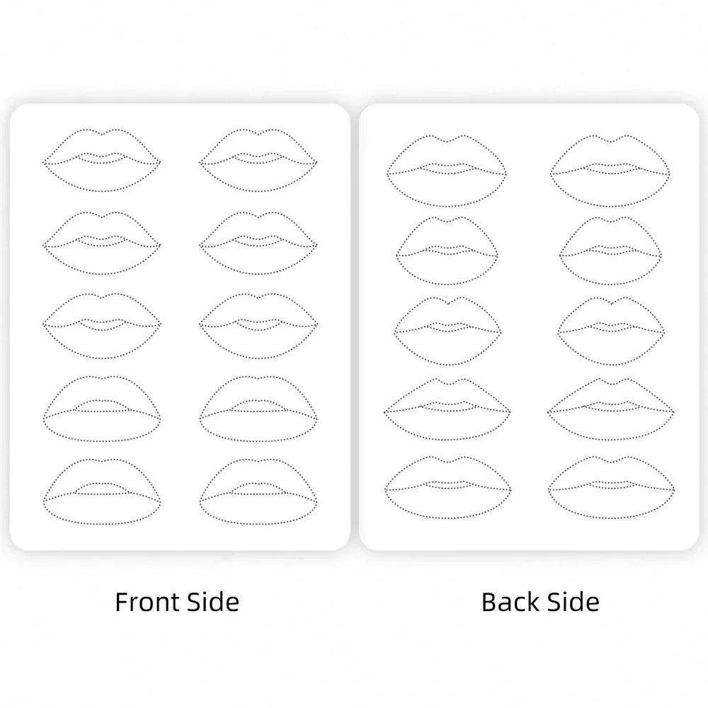 1mm Thick Double-Sided Lip Practice Skin — Microblading & PMU Stencil for Permanent Makeup Tattoo Artists