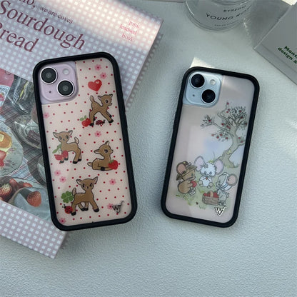 Wildflower Star & Deer iPhone Case – Fashion Strawberry & Polka Dot Cherry Bottom Cover for iPhone 12–16 Pro/Max/Plus