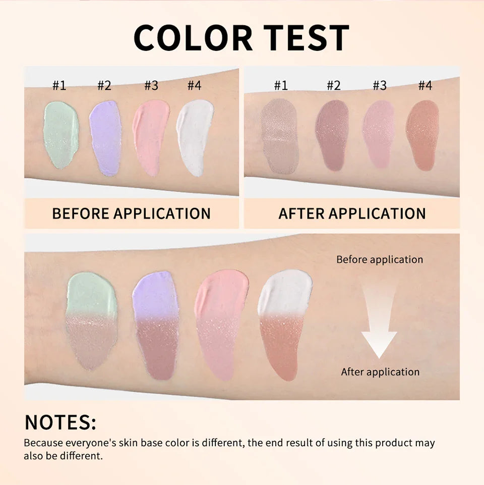 Color-Changing 4-in-1 Foundation – Moisturizing SPF 30+ Longwear Waterproof Makeup Base for Hydrating Travel Coverage