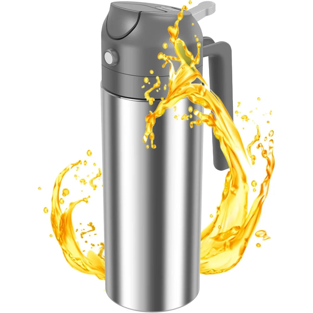 2-in-1 Stainless Steel Oil Dispenser - Refillable Cooking Spray Bottle for Baking & Kitchen Use
