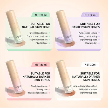 Color-Changing 4-in-1 Foundation – Moisturizing SPF 30+ Longwear Waterproof Makeup Base for Hydrating Travel Coverage