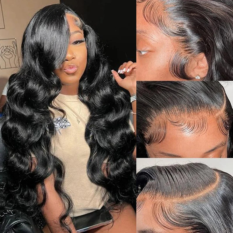 100% Brazilian Remy Human Hair Body Wave Lace Front Wig – Pre-Plucked 13x4/13x6 Transparent, 180% Density for Women