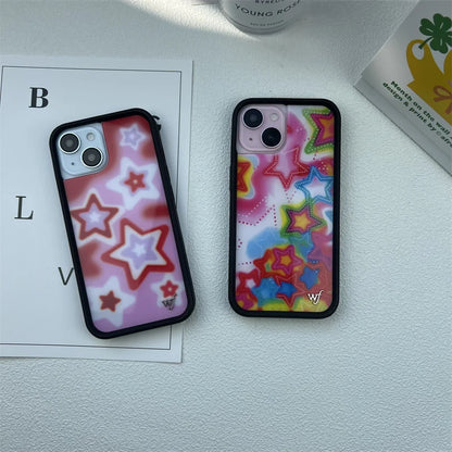 Wildflower Star & Deer iPhone Case – Fashion Strawberry & Polka Dot Cherry Bottom Cover for iPhone 12–16 Pro/Max/Plus