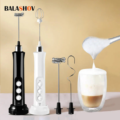 3-in-1 Rechargeable Electric Milk Frother | High-Speed Handheld Foam Maker & Coffee Frothing Wand | Portable Drink Mixer