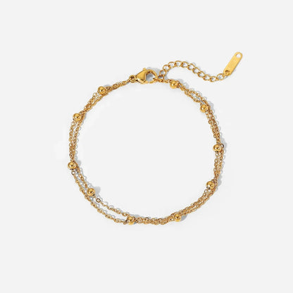 Uworld Stainless Steel Bead Chain Bangle Bracelet – Waterproof Gold Tone Fashion Jewelry for Men & Women, Trendy Statement Design