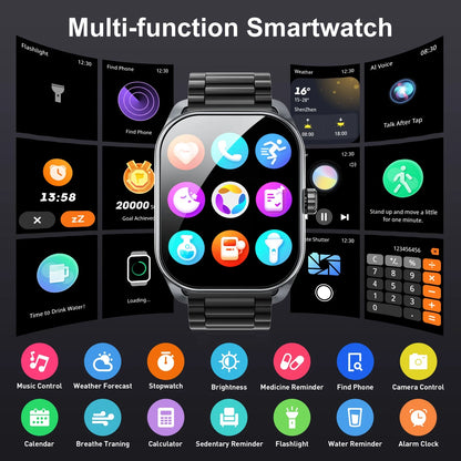 Karchilor 2024 Smart Watch for Men - 2.01-Inch Curved Screen, Bluetooth Call, IP68 Waterproof, Sports and Fitness Smartwatch