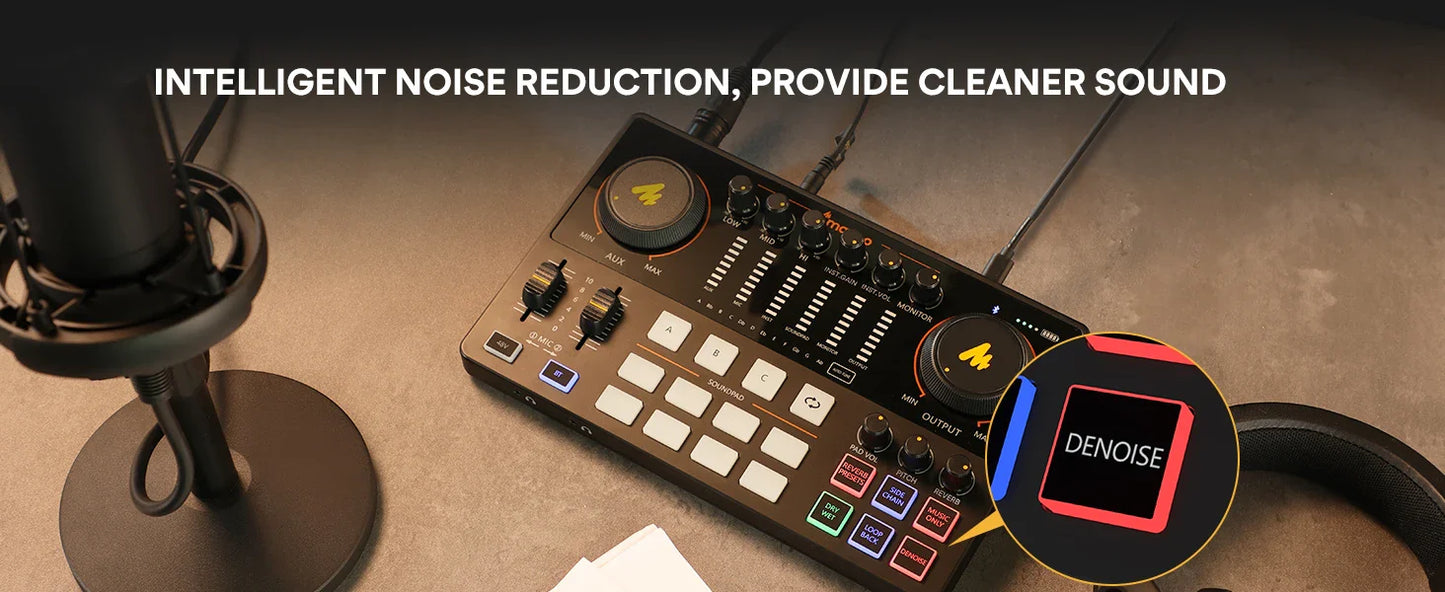 Maono AME2 Portable Audio Interface Sound Card – All-in-One DJ Mixer for Podcast Recording, Live Streaming, YouTube & Guitar PC