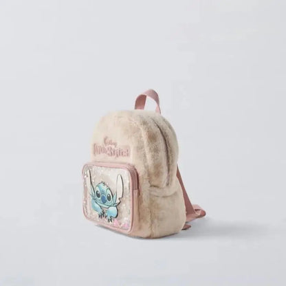 Disney Stitch Plush Autumn Backpack - Hello Kitty Cute Color-Block Bag for Kids, Perfect School Gift