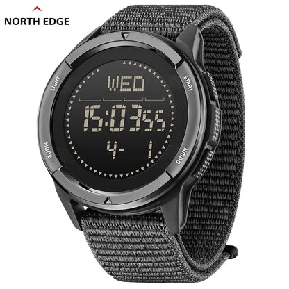 NORTH EDGE ALPS Men's Digital Carbon Fiber Watch Shockproof Military Sports Waterproof 50M Outdoor Compass Wristwatch