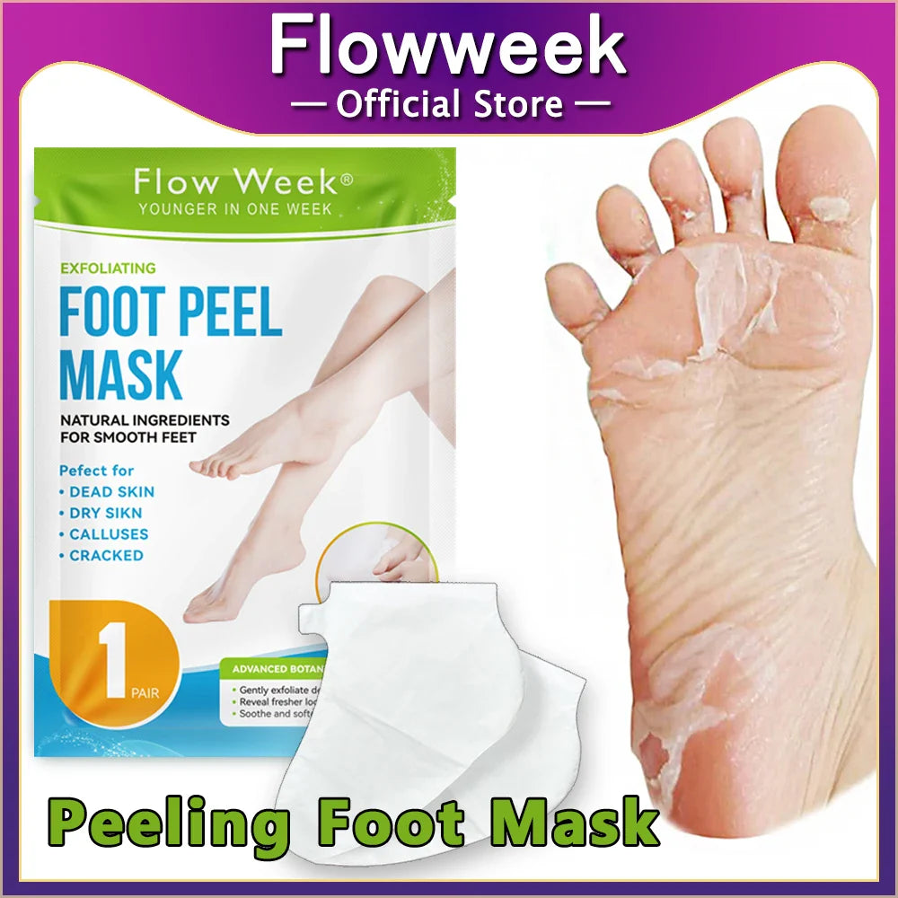FlowWeek Exfoliating Foot Mask – Removes Dead Skin, Calluses & Dry, Chapped Feet for Smooth, Soft Skin
