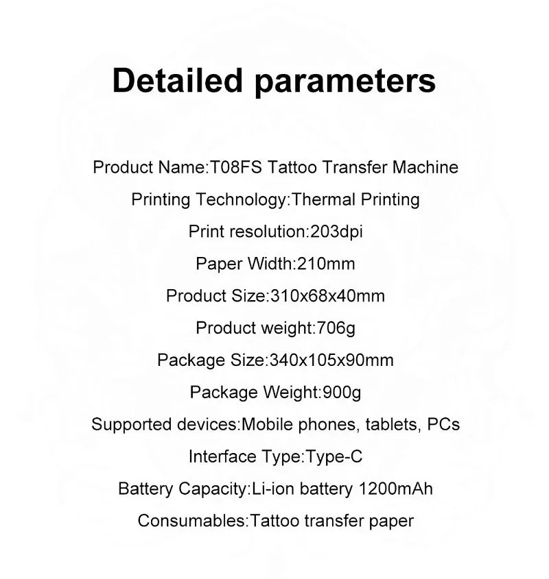 Wireless Bluetooth Tattoo Printer – Professional A4 Thermal Template Machine Compatible with Android & iOS, Portable