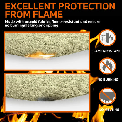 Kevlar Cut Resistant Sleeves - 44cm Aramid Fiber Arm Protection for Welding, Gardening & Heat Resistant Work